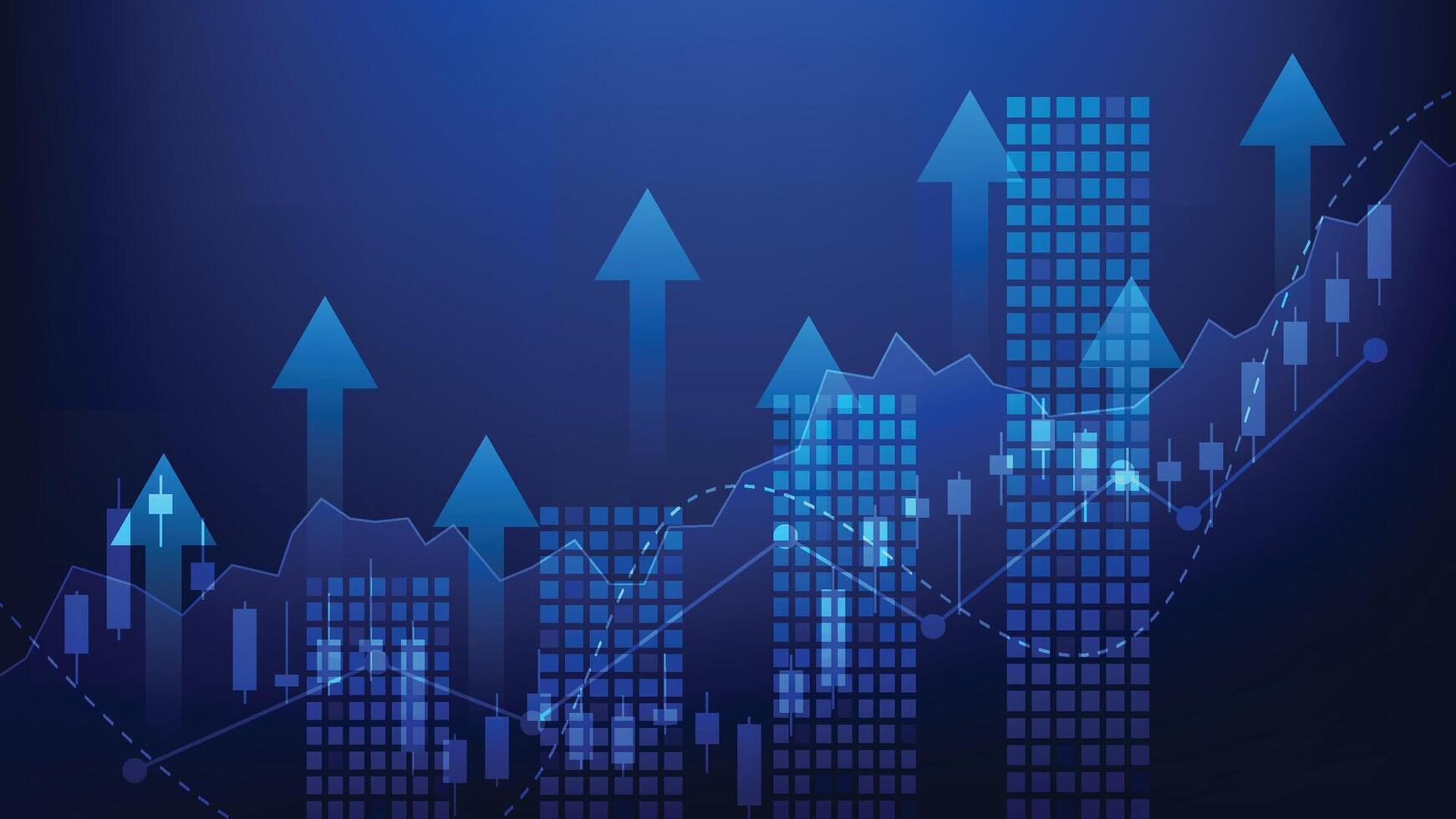económico crecimiento y financiero negocio ganador concepto. candelabros y bar gráfico en azul antecedentes vector