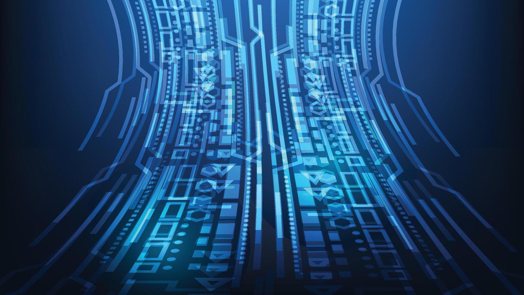 abstract blue digital background with blue lighting. futuristic information technology concept vector