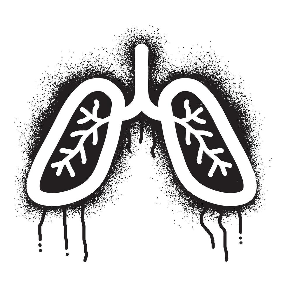 Lung stencil graffiti illustration drawn with black spray paint vector