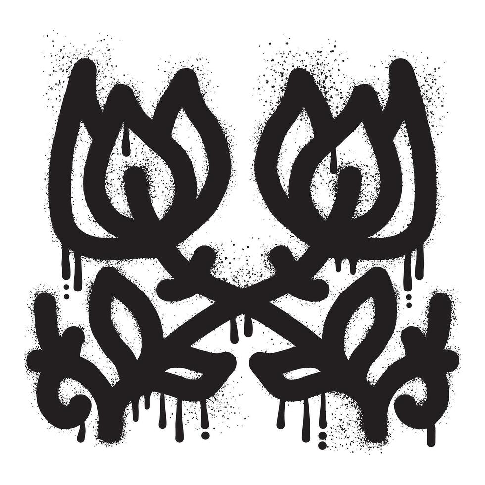 Abstract floral design graffiti drawn with black spray paint vector