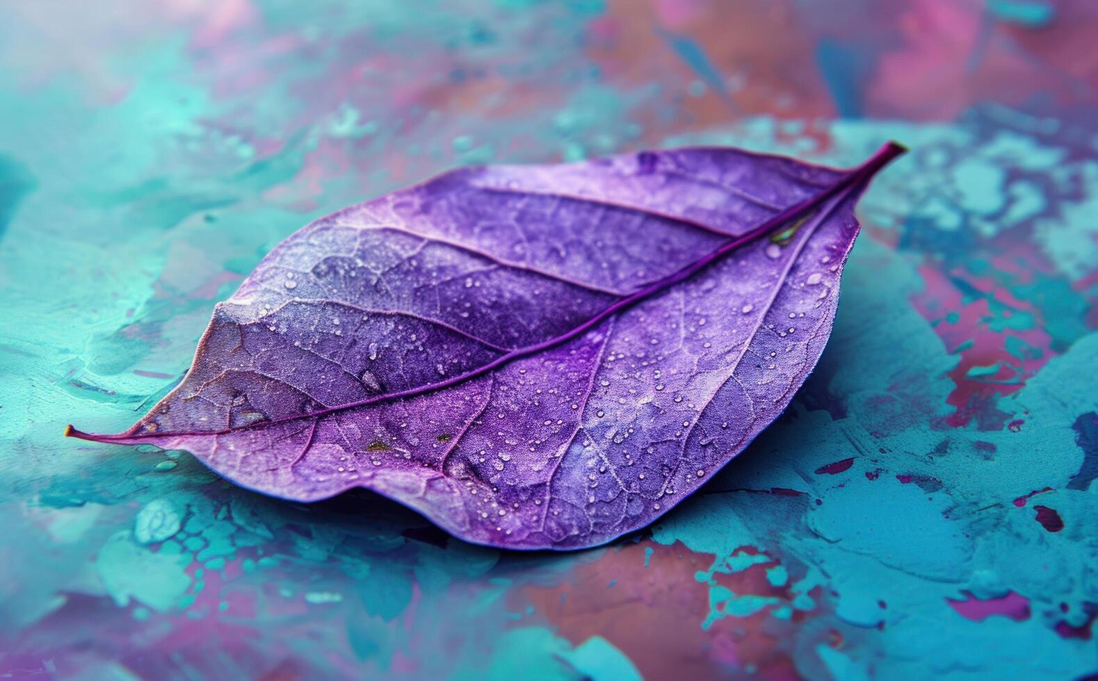 AI generated a purple leaf is on a colorful blue background photo