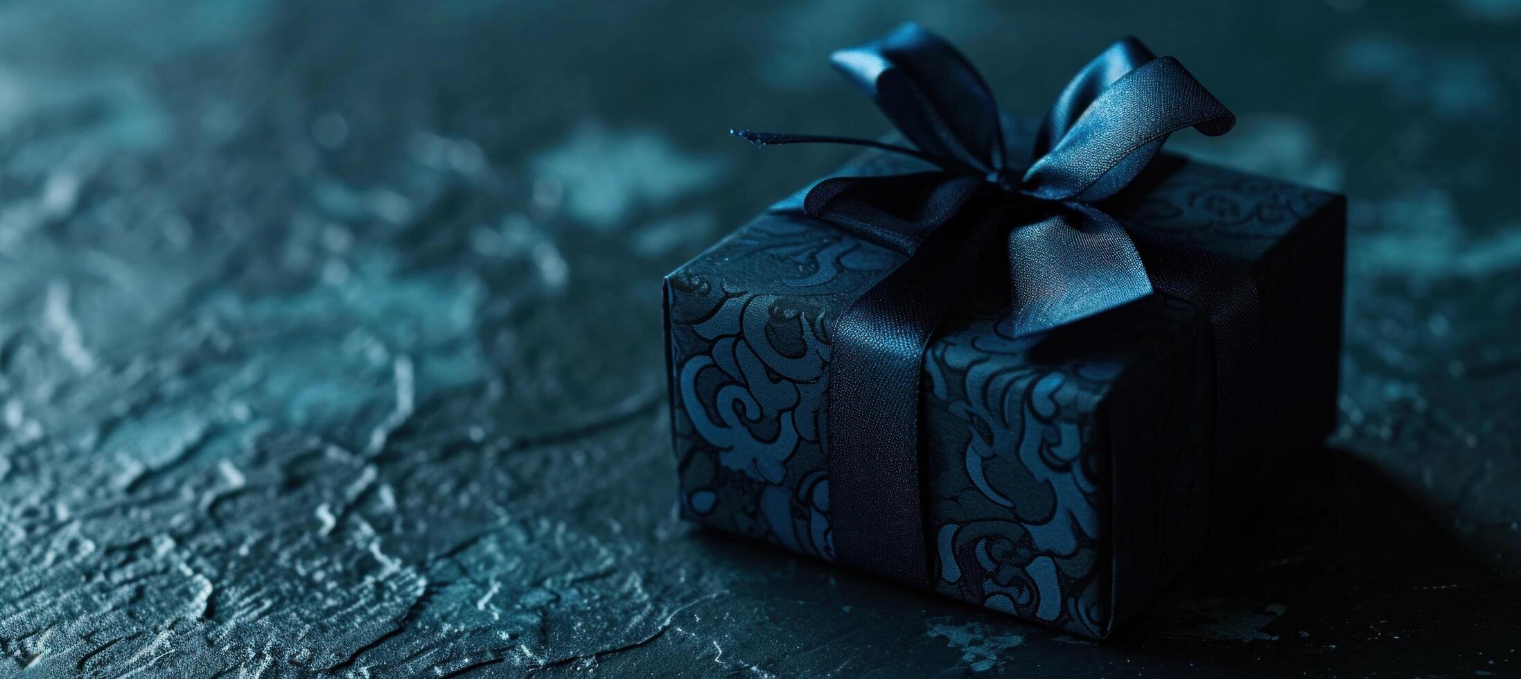 AI generated blue gift box on blue background photo