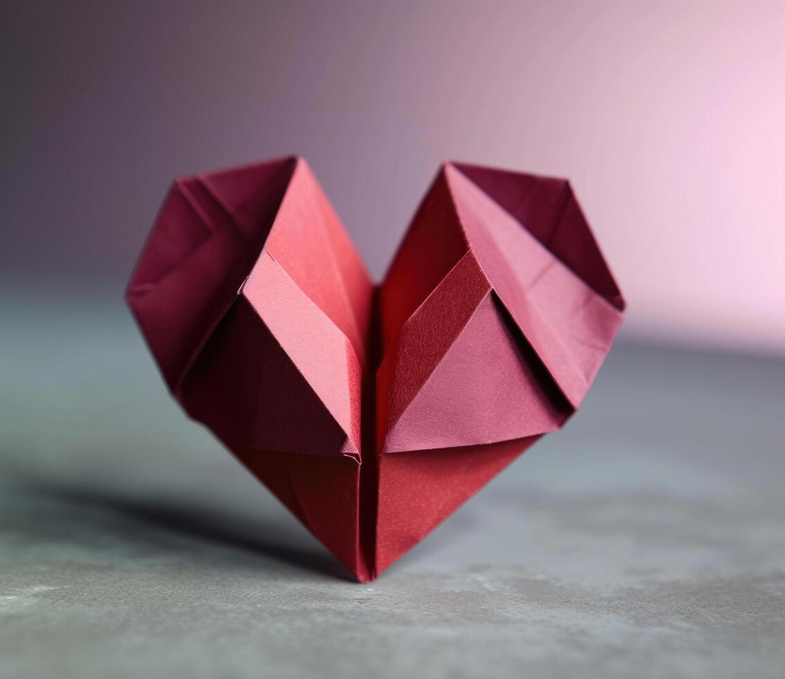 AI generated an origami heart with two hearts cut off is in the middle photo