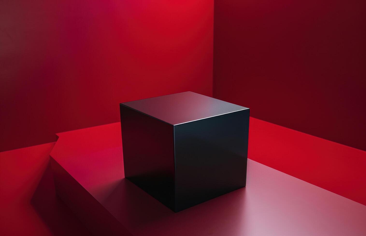 AI generated black box on red background photo