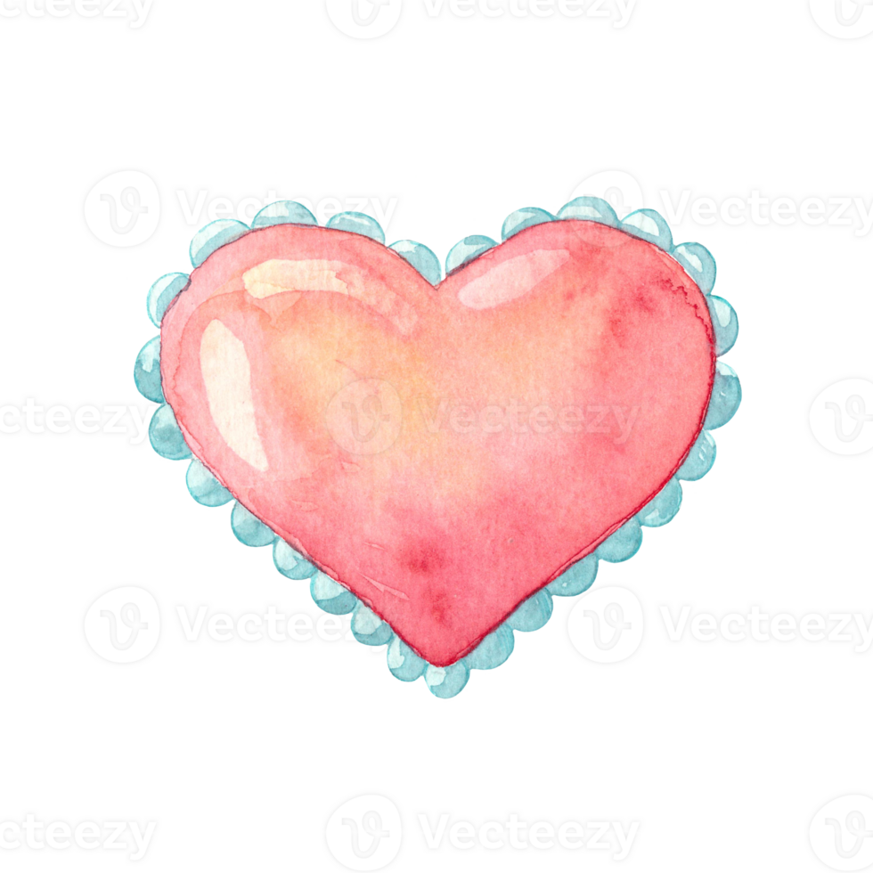Watercolor red heart. Valentines day, love and romance concept. Hand drawn illustration element isolated on transparent background for design, postcards, invitations. png