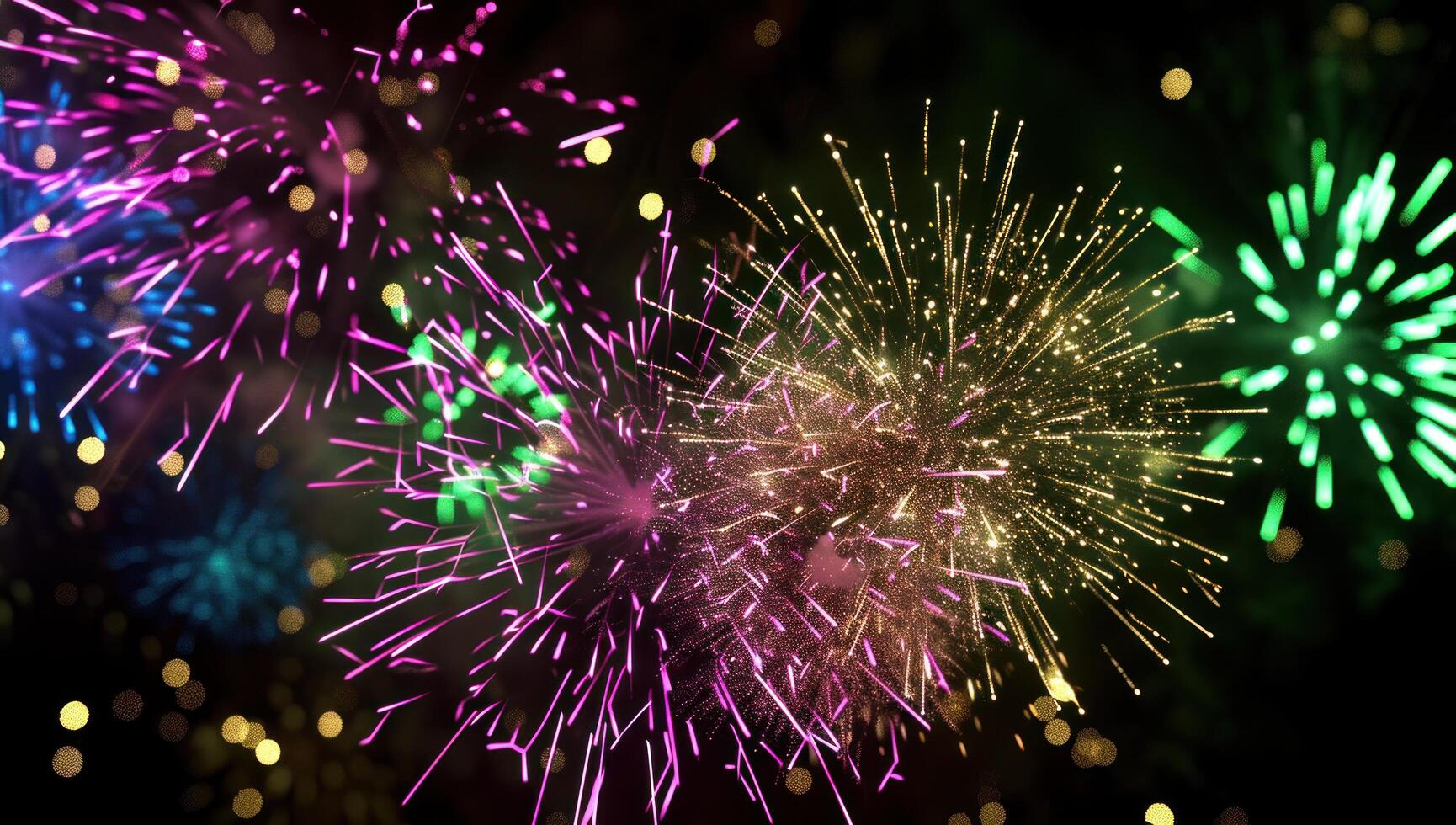 AI generated fireworks bursting in the sky over a black background photo