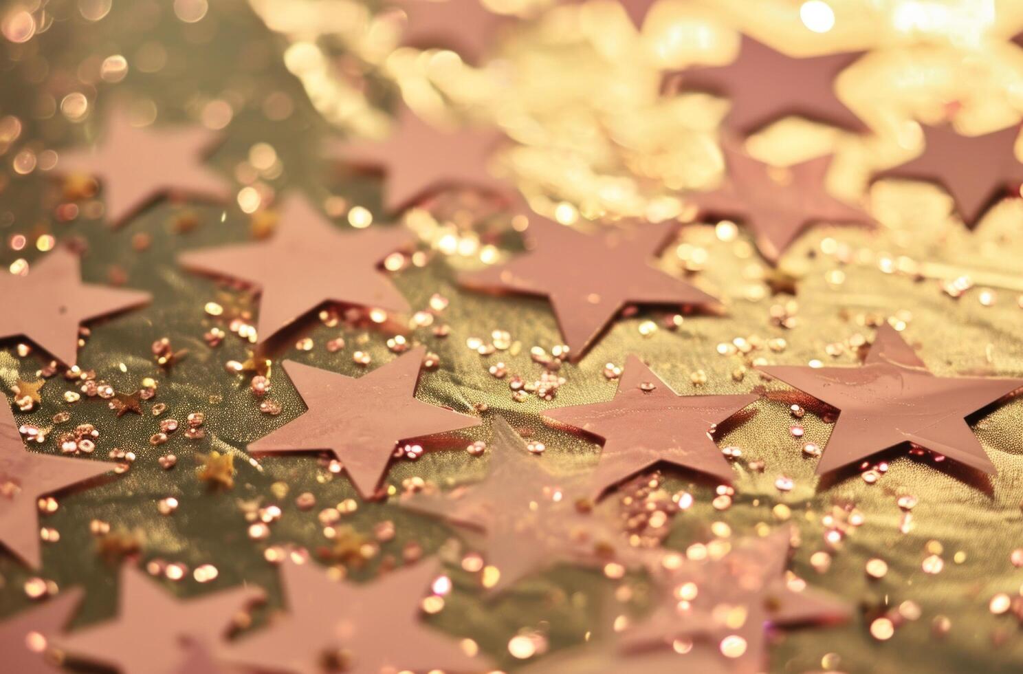 AI generated pink stars on a gold background photo