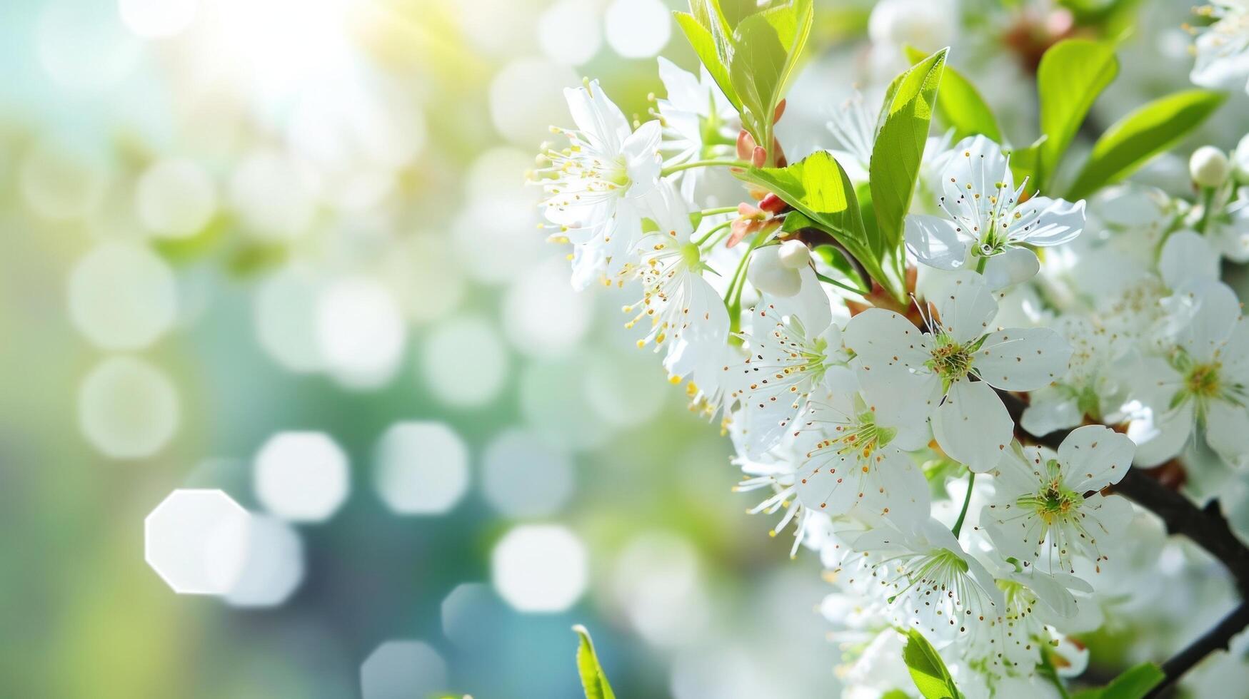 AI generated spring natural frame background with copy space photo