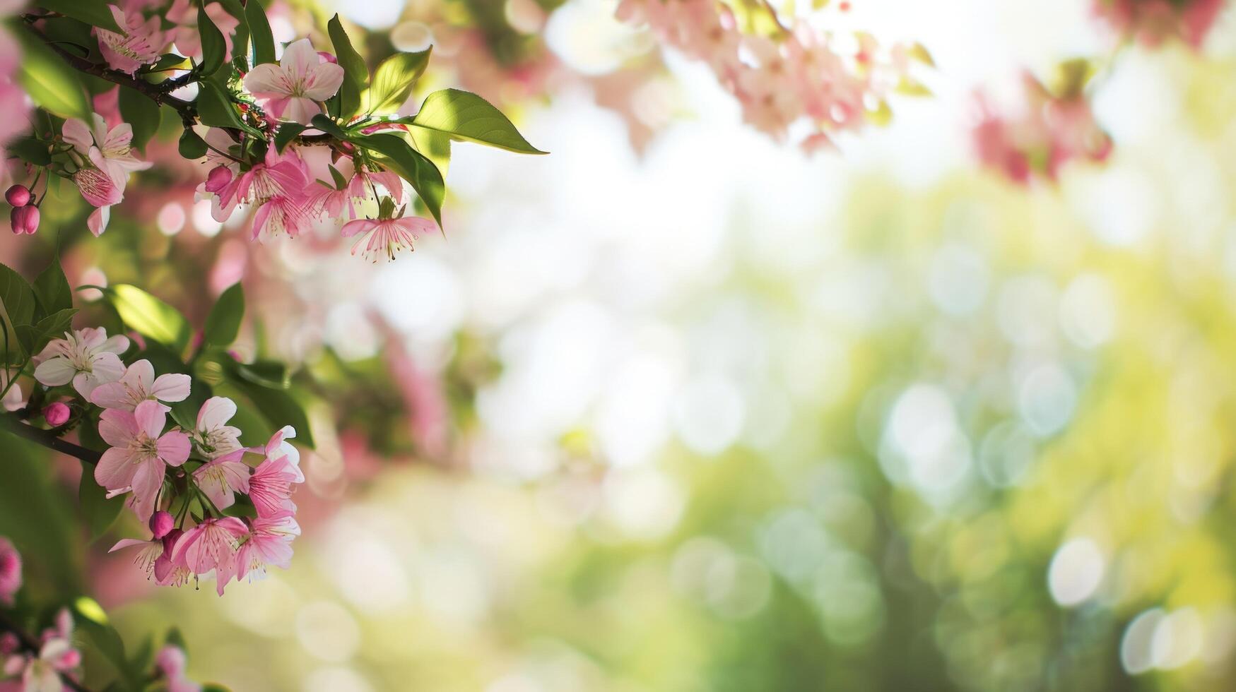 AI generated spring natural frame background with copy space photo