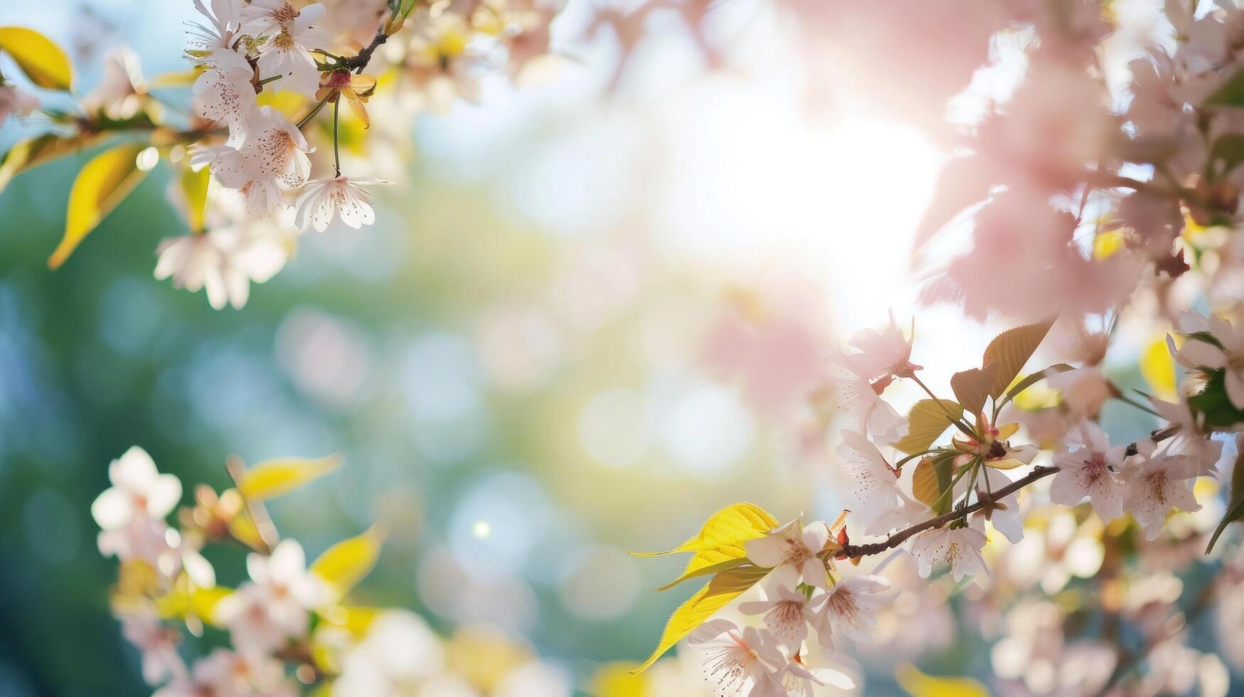 AI generated spring natural frame background with copy space photo