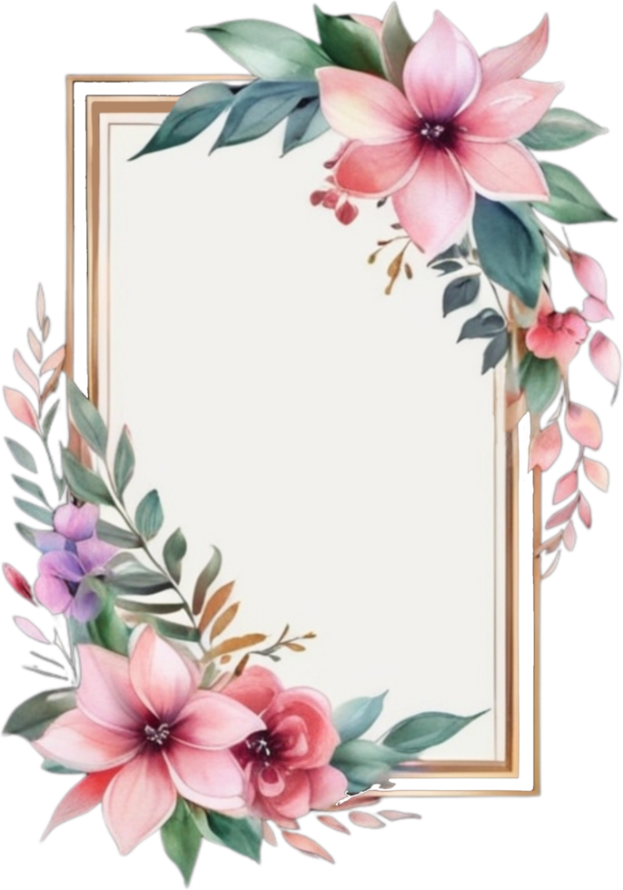 ai generiert Hochzeit Rahmen mit Blumen Illustration png