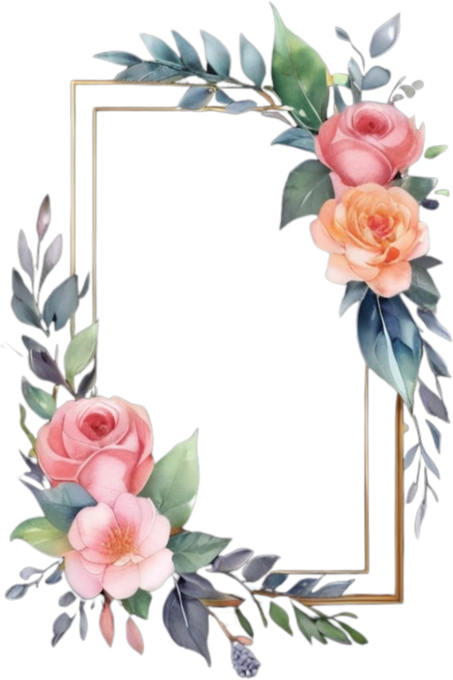 AI generated Wedding Frame with Flowers Illustration png