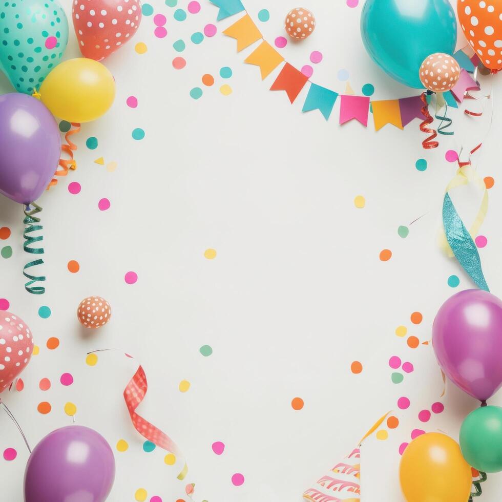 AI generated birthday template transparent background with colourful party photo