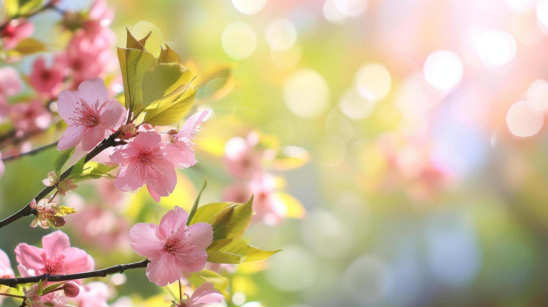 AI generated spring natural frame background with copy space photo