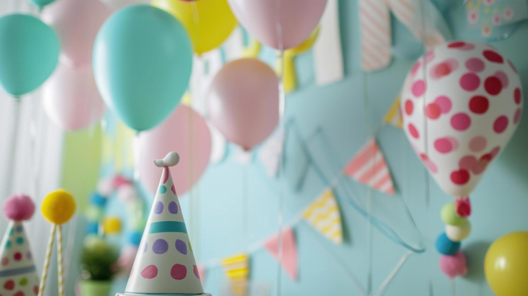 AI generated birthday template transparent background with colourful party photo