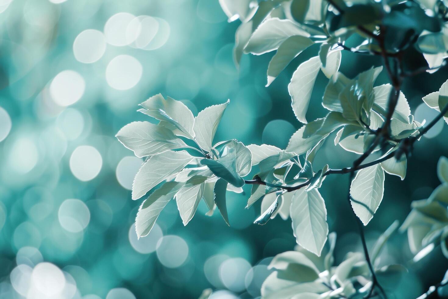 AI generated spring leaves and bokeh background photo