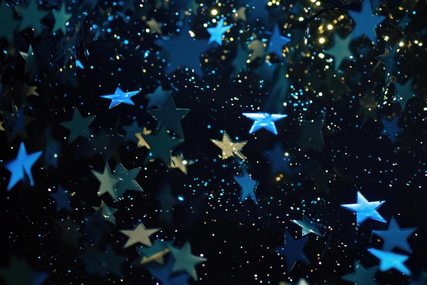 AI generated a black background image with many stars christmas photo