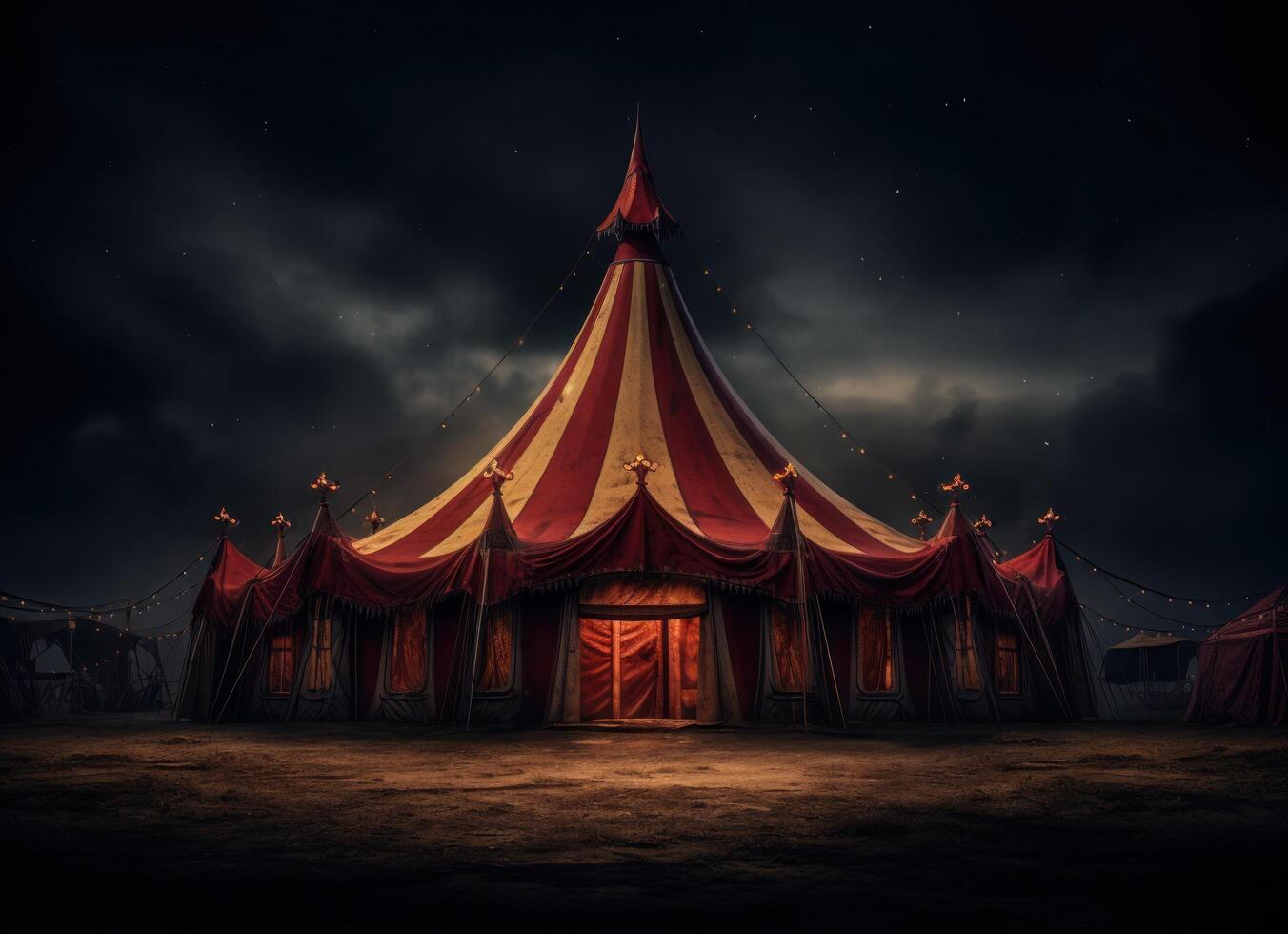 AI generated a circus tent lit up at night photo