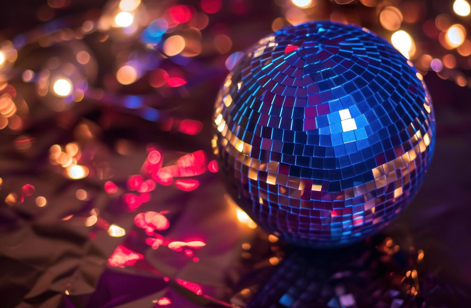 AI generated a disco ball with lights and blue light around it photo