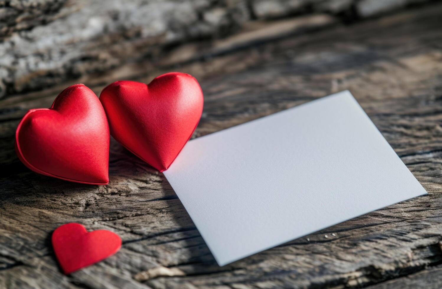 AI generated two red hearts and a blank paper photo