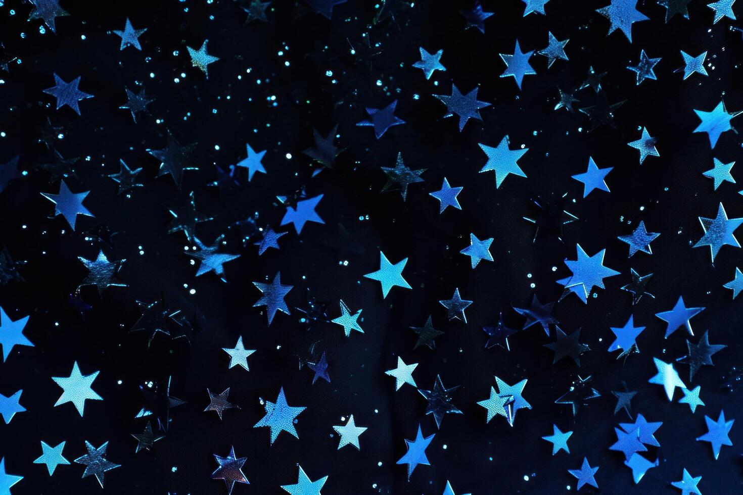 AI generated a black background image with many stars christmas photo