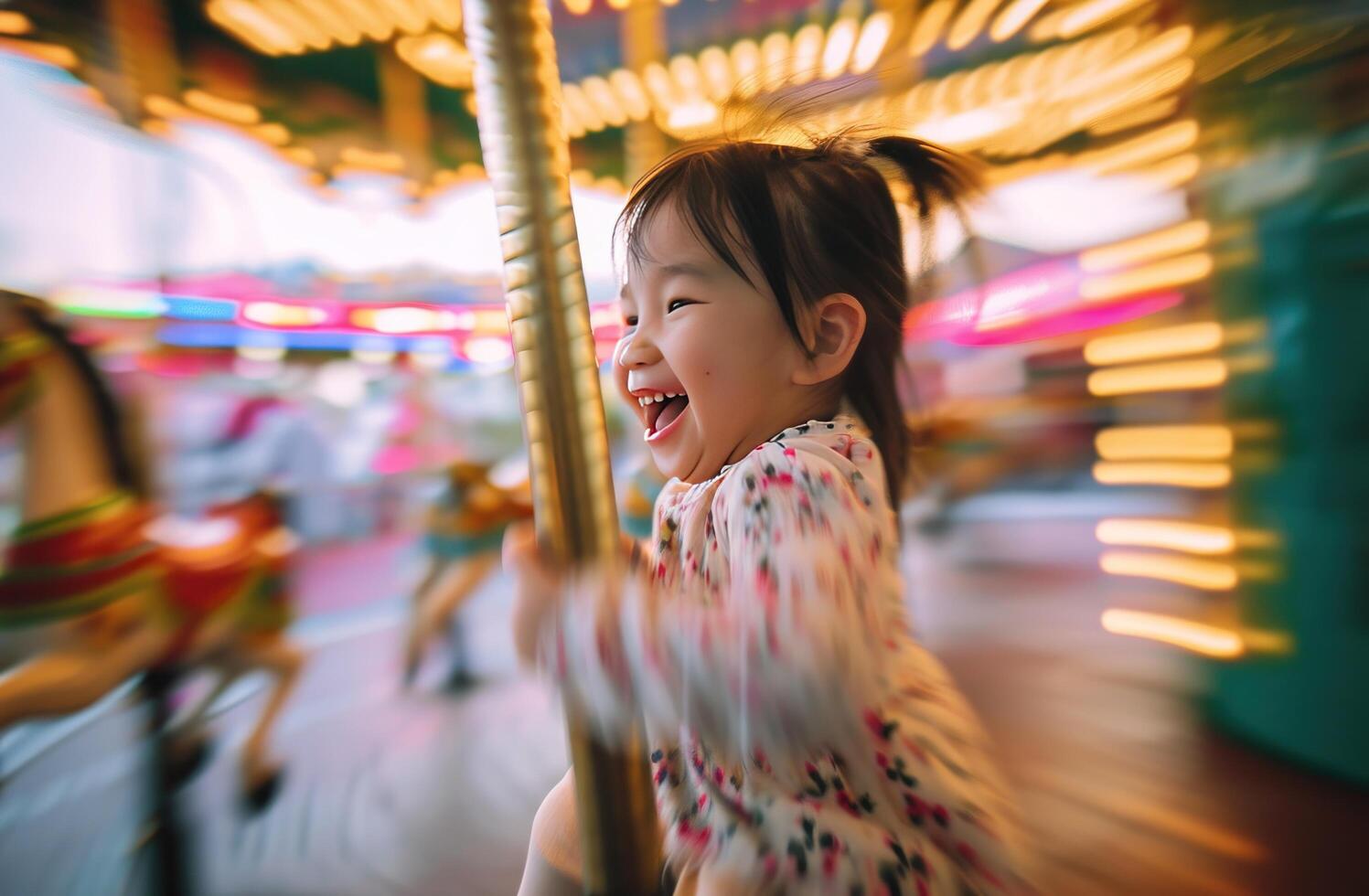 AI generated a toddler riding a carousel photo