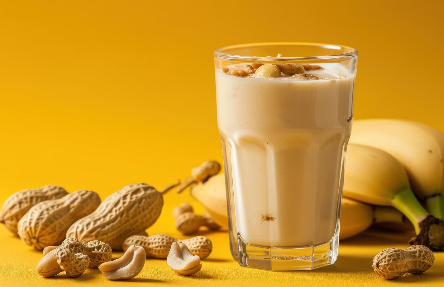 AI generated a glass of yogurt, bananas and peanuts photo