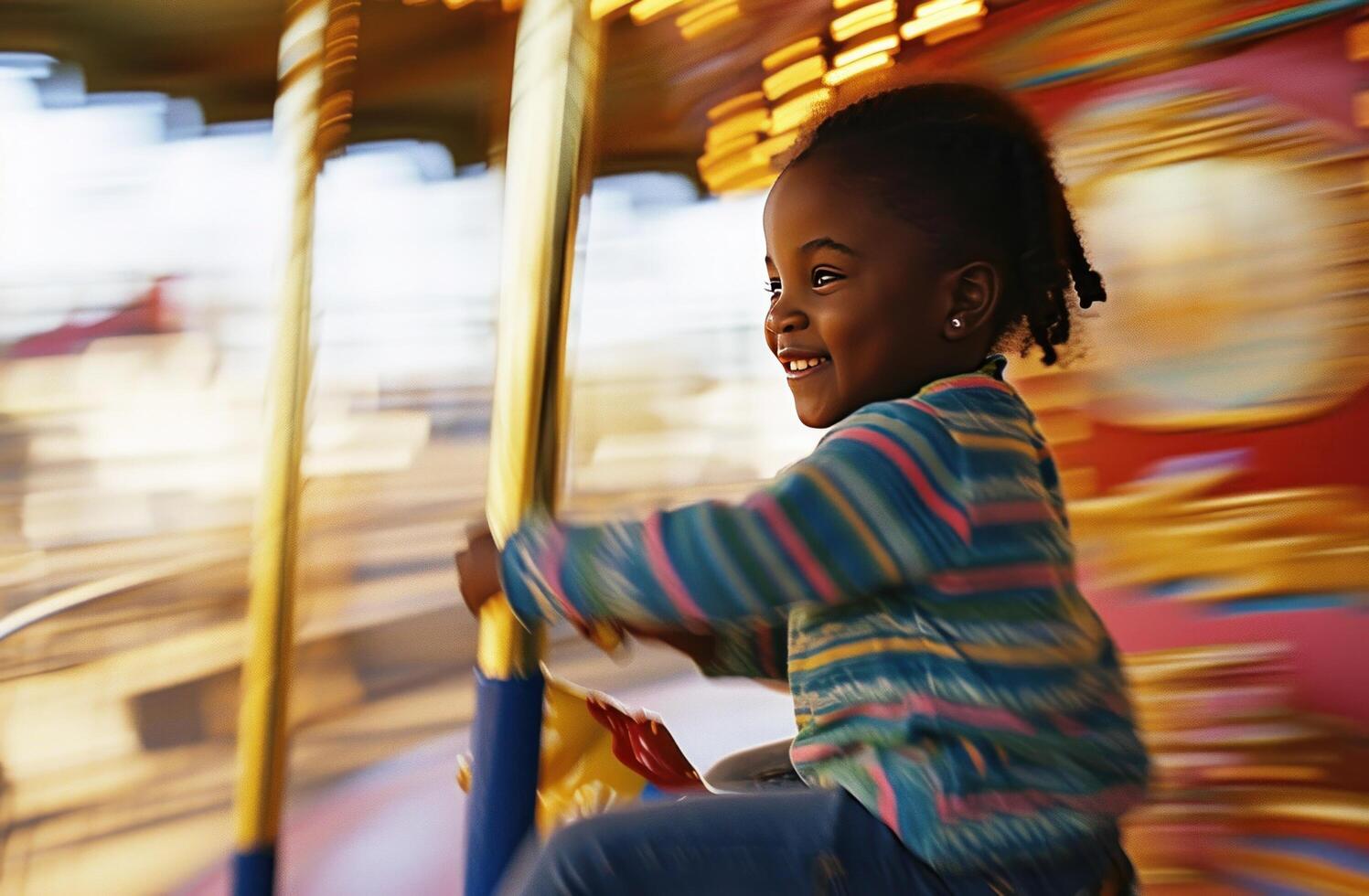 AI generated a toddler riding a carousel photo