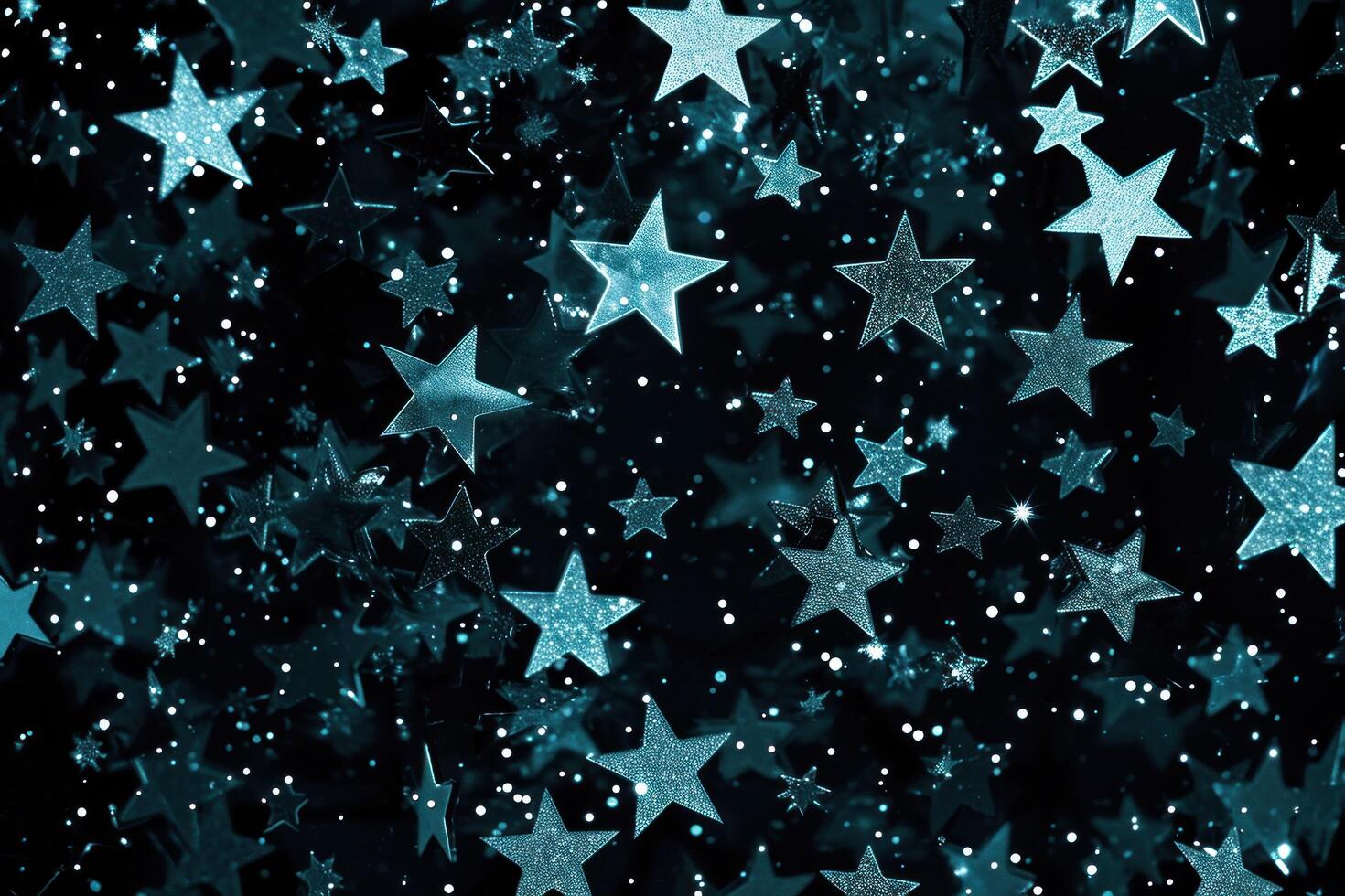 AI generated a black background image with many stars christmas photo