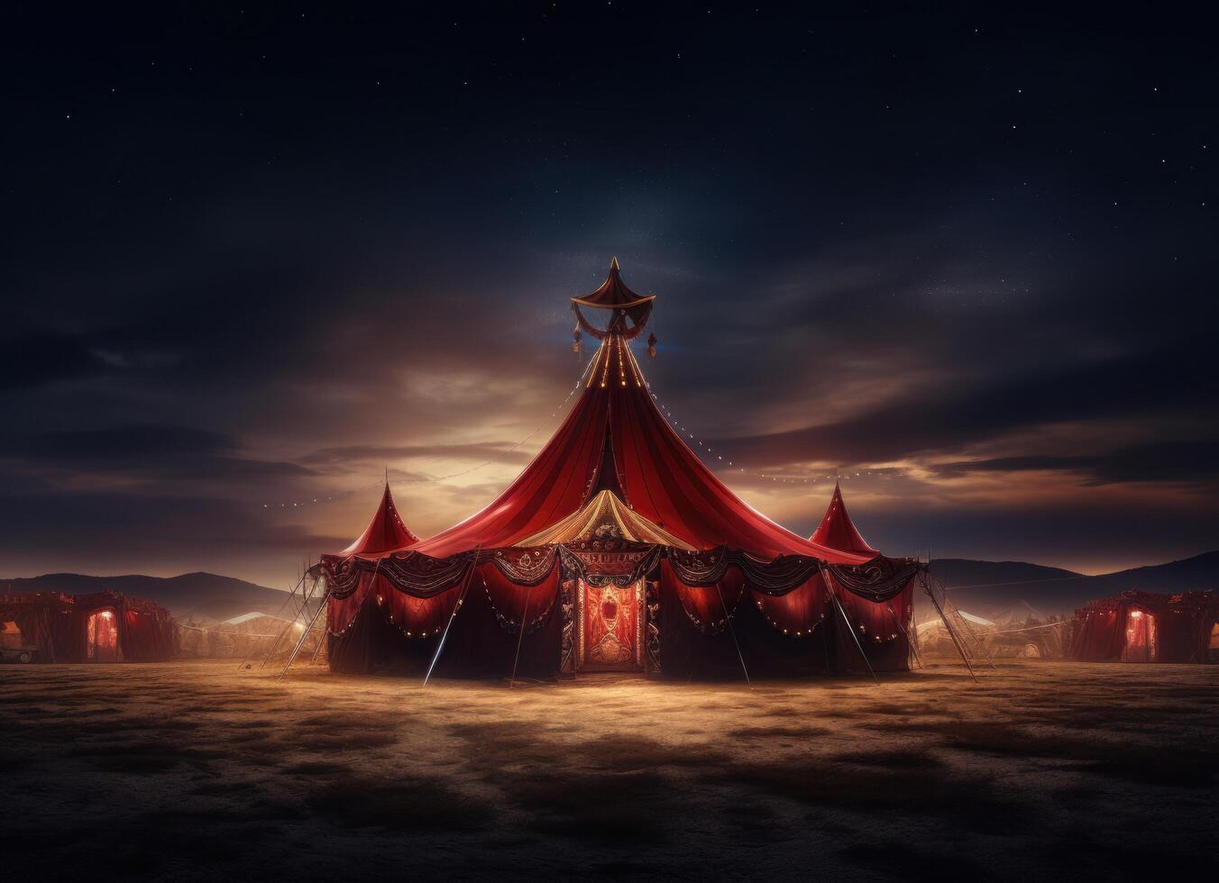 AI generated a circus tent lit up at night photo