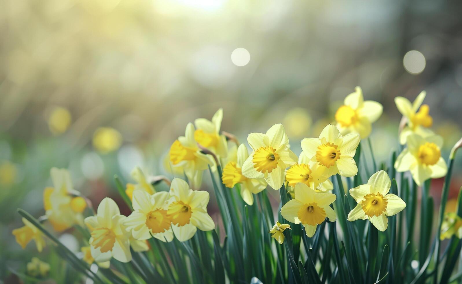 AI generated an image of yellow daffodils in spring photo