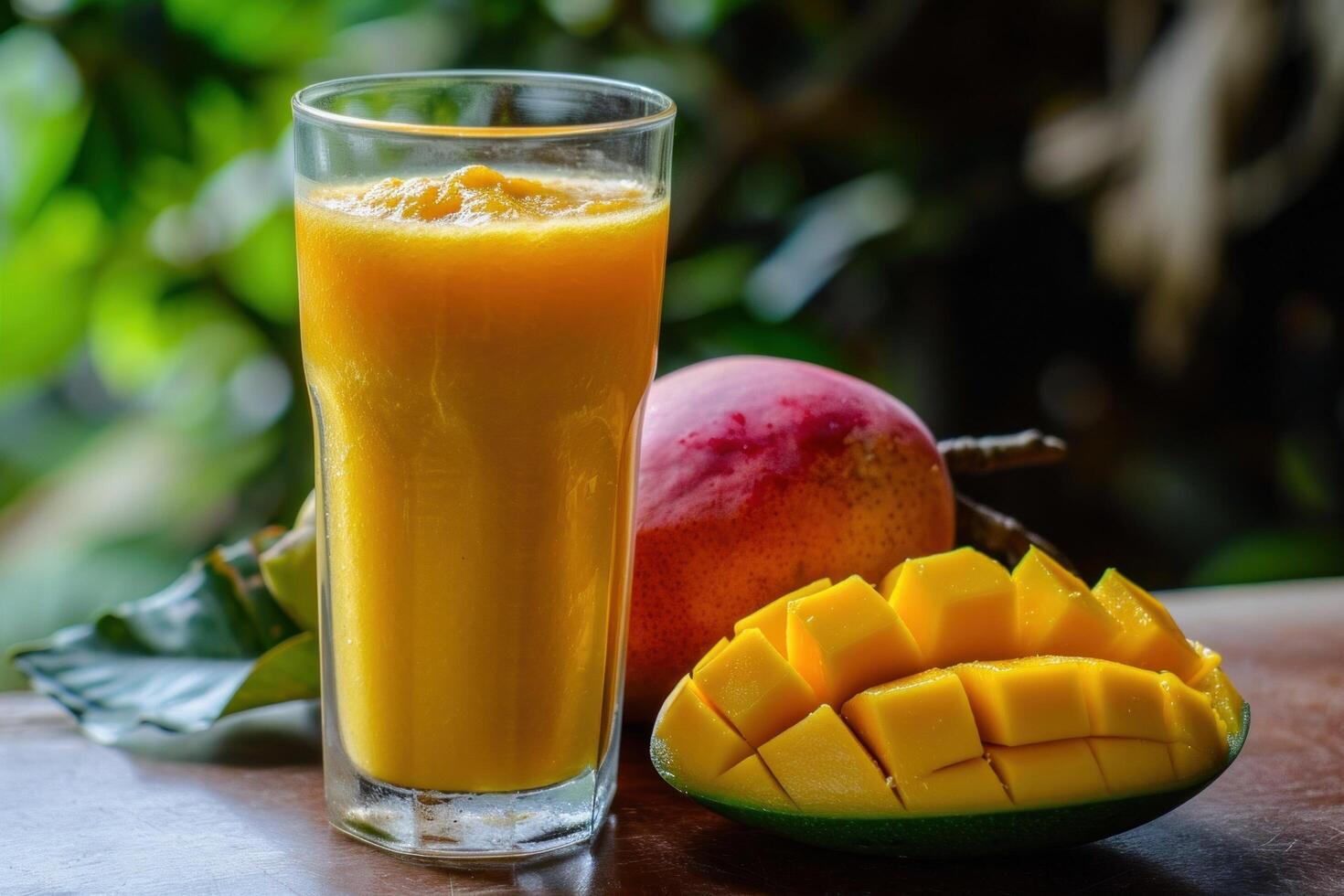 AI generated refreshing mango juice photo