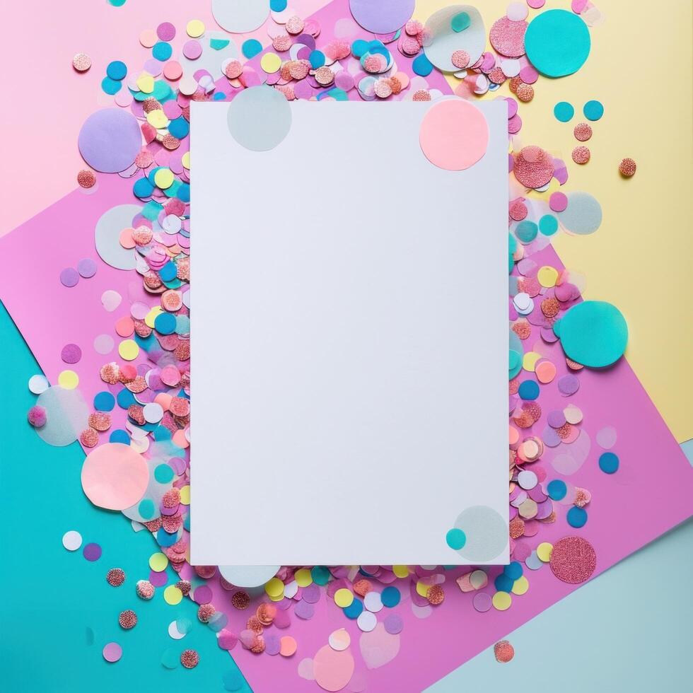 AI generated colorful birthday background with white paper surrounded photo