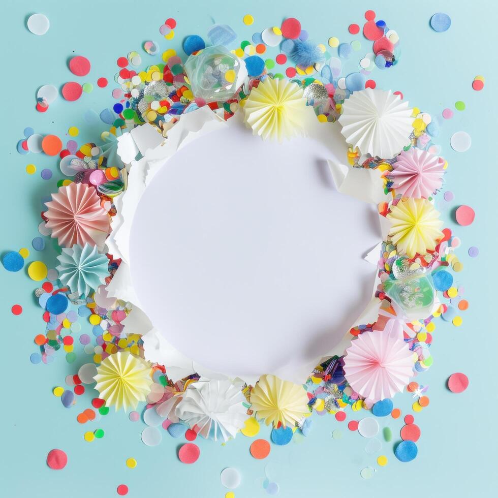AI generated colorful birthday background with white paper surrounded photo