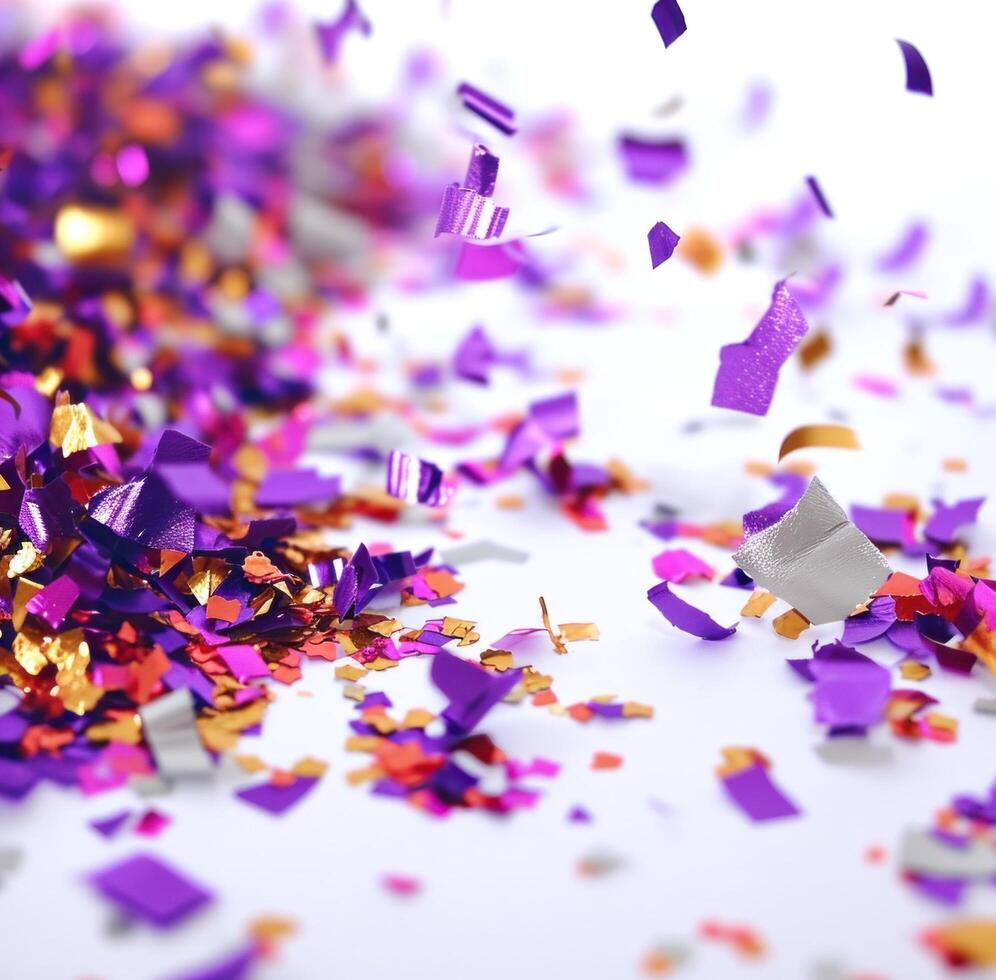 AI generated colorful confetti on white background photo