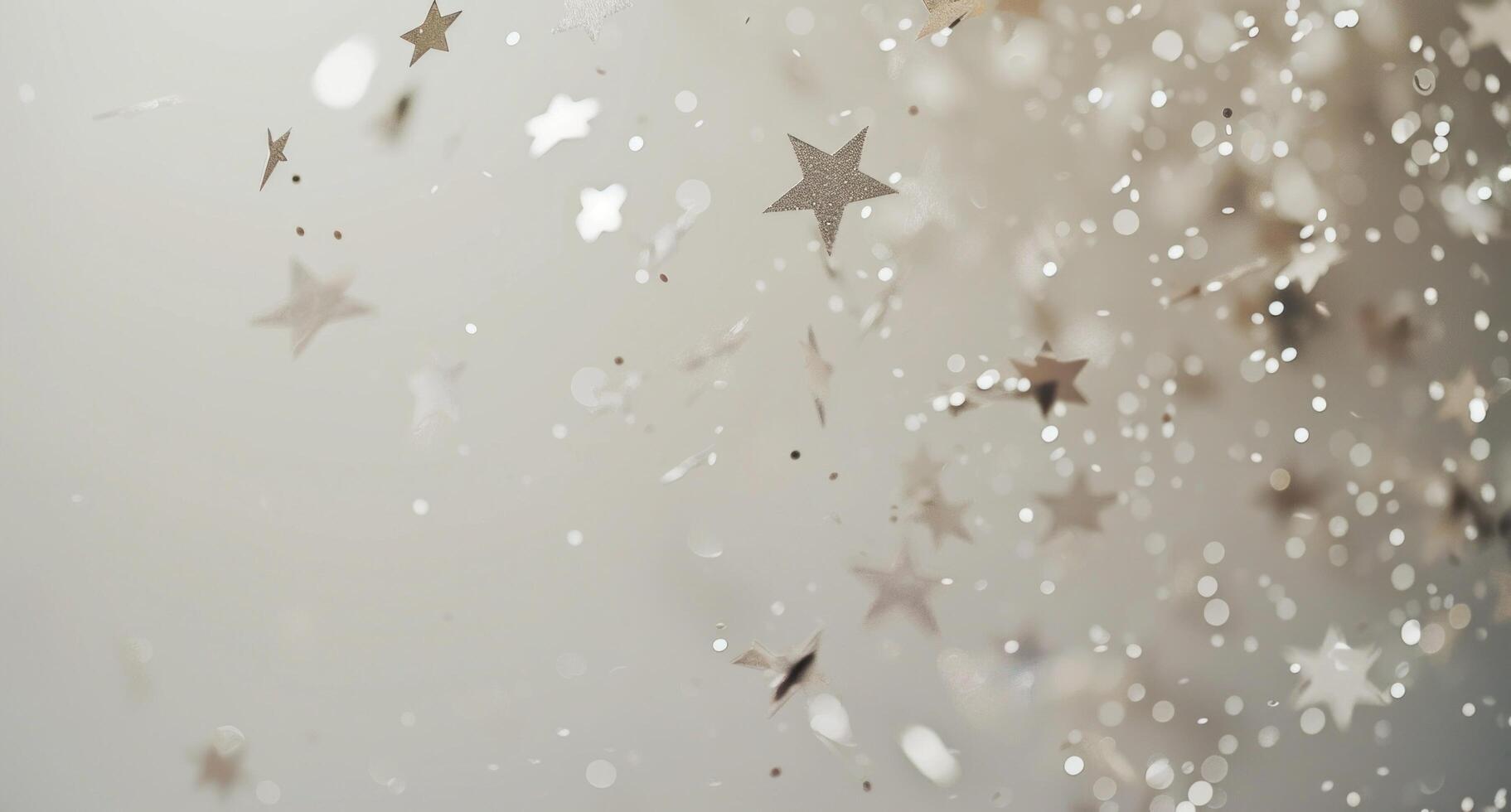 AI generated confettis, gold bottles, silver stars, and paper confetti photo