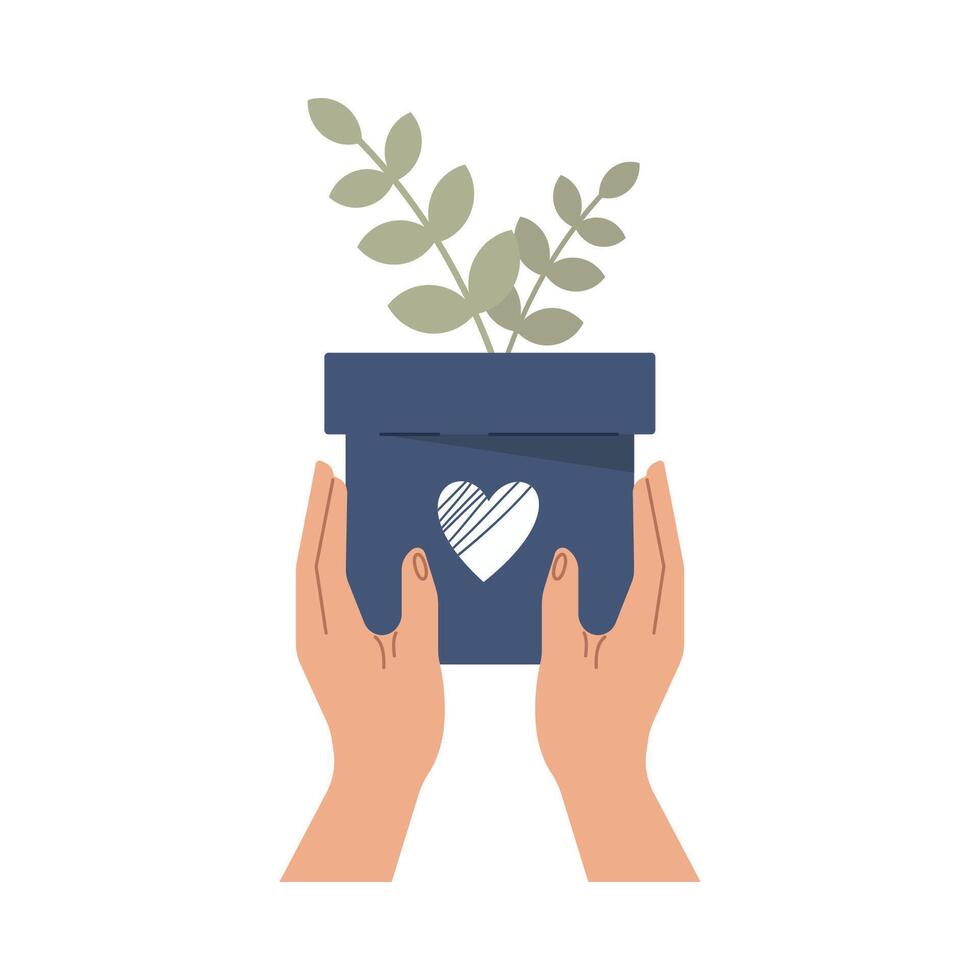 Heart holding by diverse hands. Vector illustration concept for sharing love, helping others, charity supported by global community.