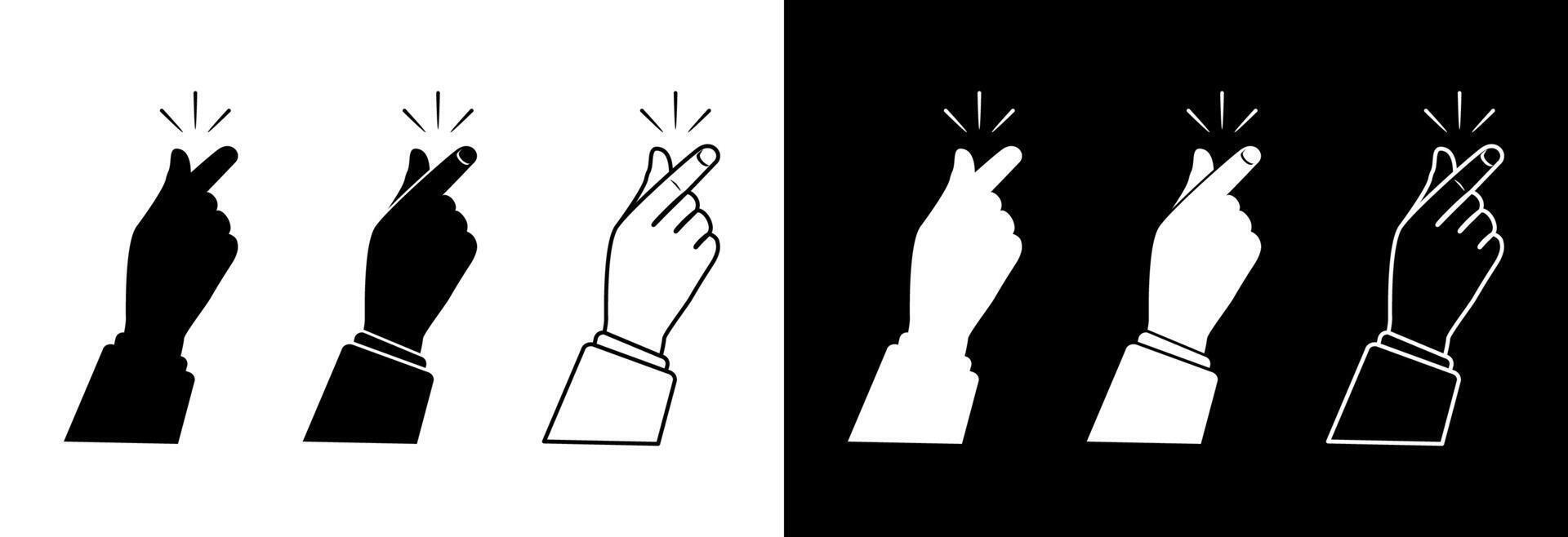 Finger snap icon in flat style. Icon on a white and black background. vector