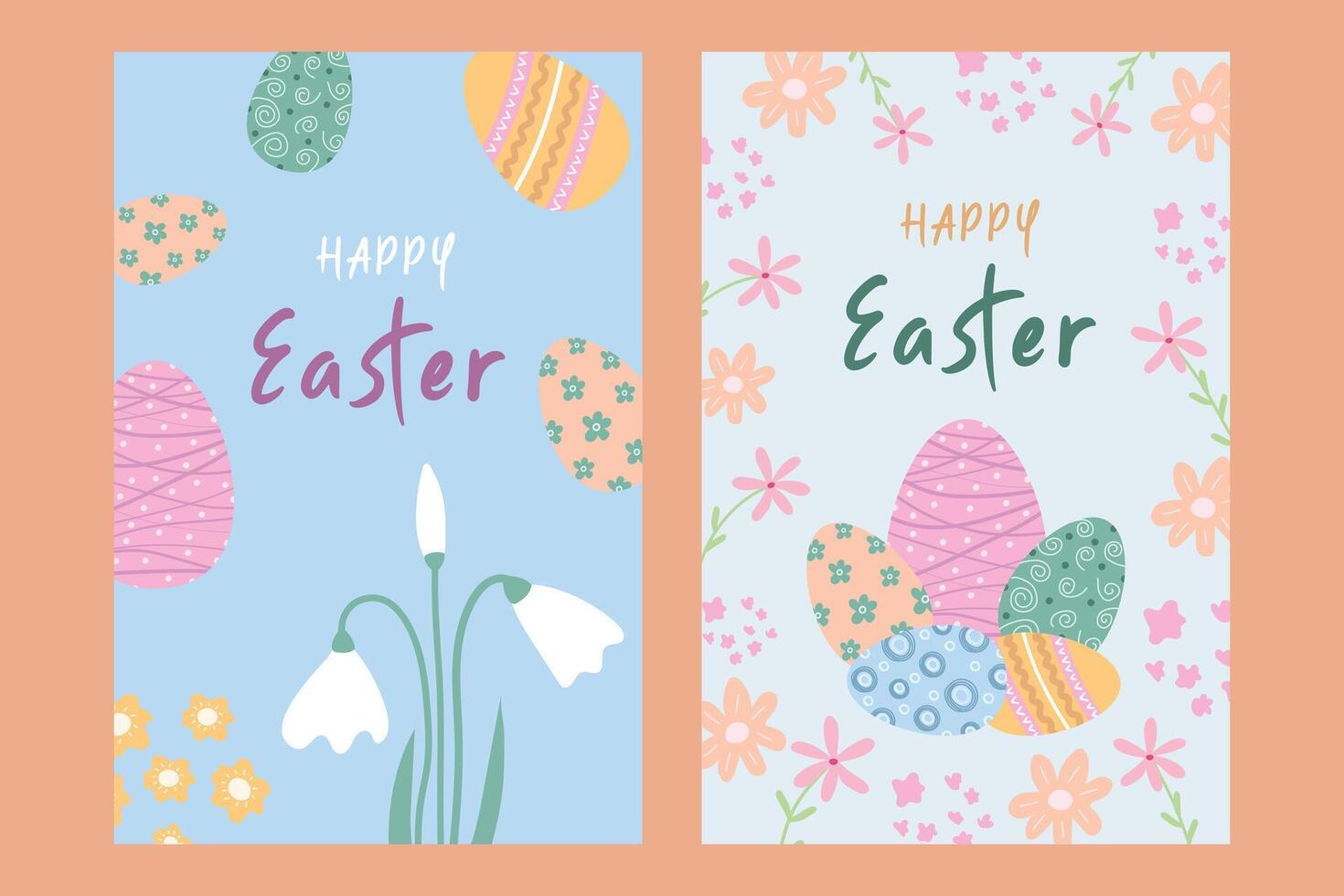 Set of Easter cards. Happy easter. Easter eggs. vector