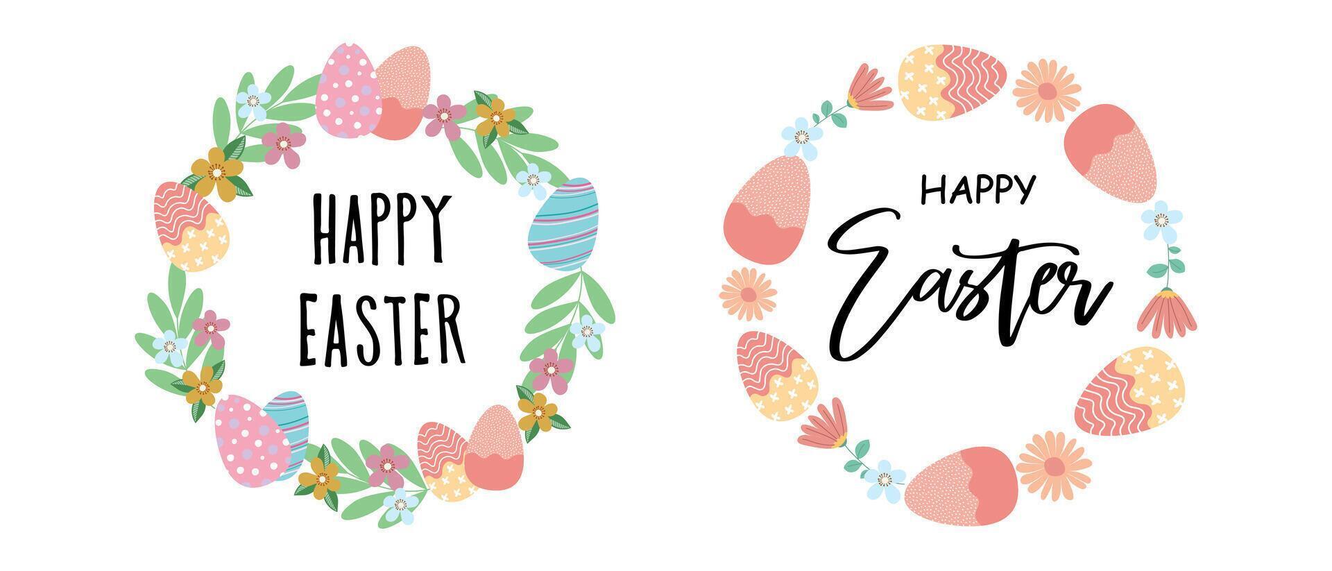 Easter frames. Frames for Easter with Easter eggs and flowers. vector