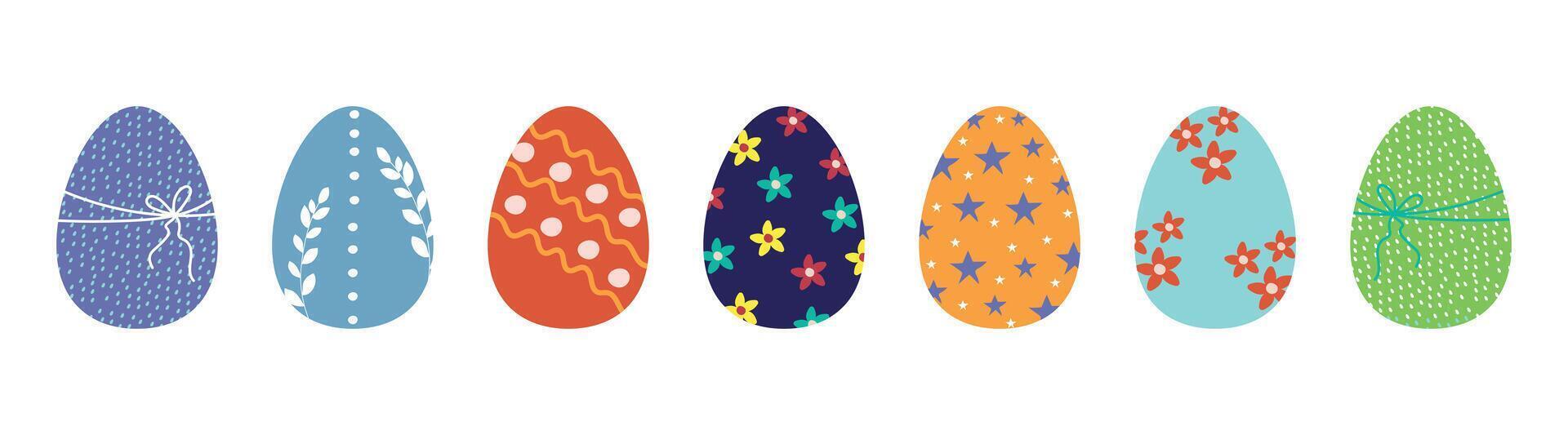 conjunto de dibujado a mano Pascua de Resurrección huevos coloridos Pascua de Resurrección huevos. vector