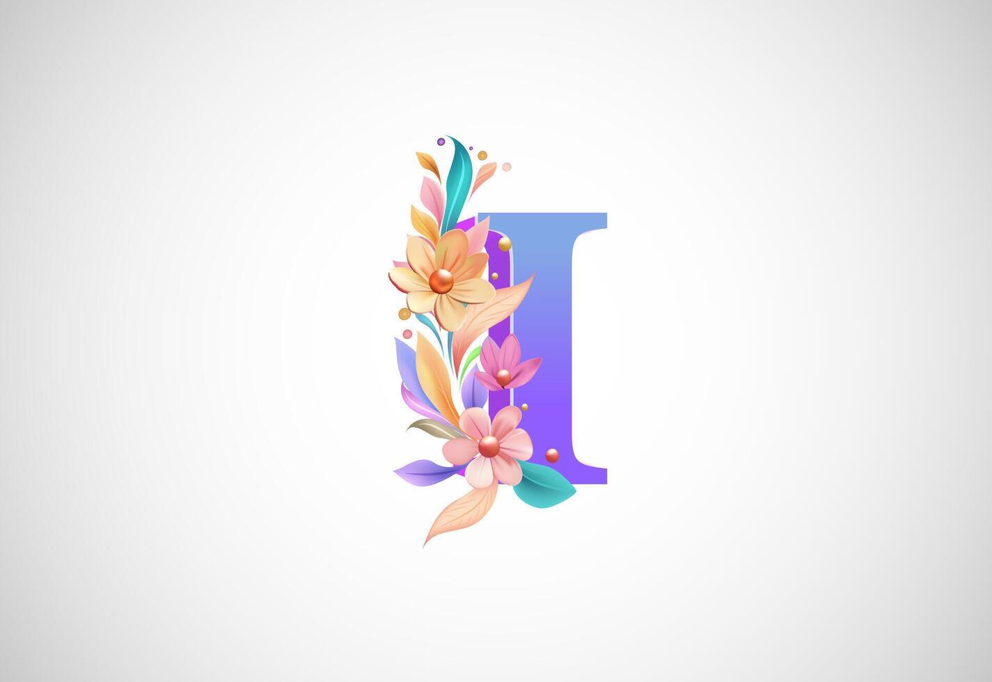 Floral alphabet I. Logo for wedding invitations, greeting card, birthday, logo, poster other ideas vector