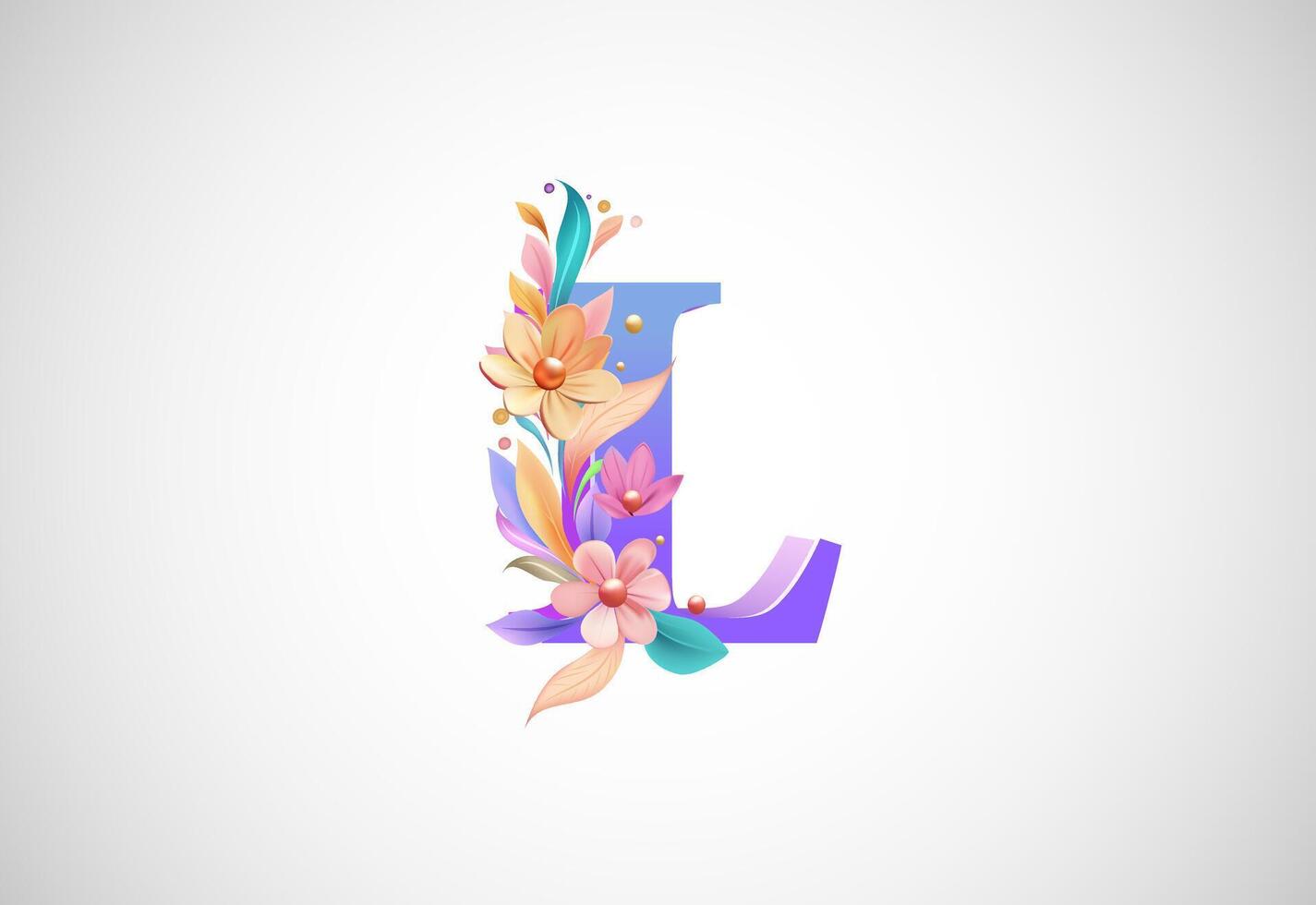 Floral alphabet L. Logo for wedding invitations, greeting card, birthday, logo, poster other ideas vector