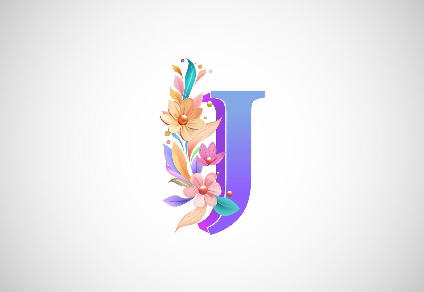 Floral alphabet J. Logo for wedding invitations, greeting card, birthday, logo, poster other ideas vector