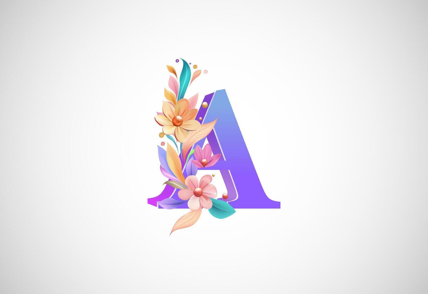 Floral alphabet A. Logo for wedding invitations, greeting card, birthday, logo, poster other ideas vector