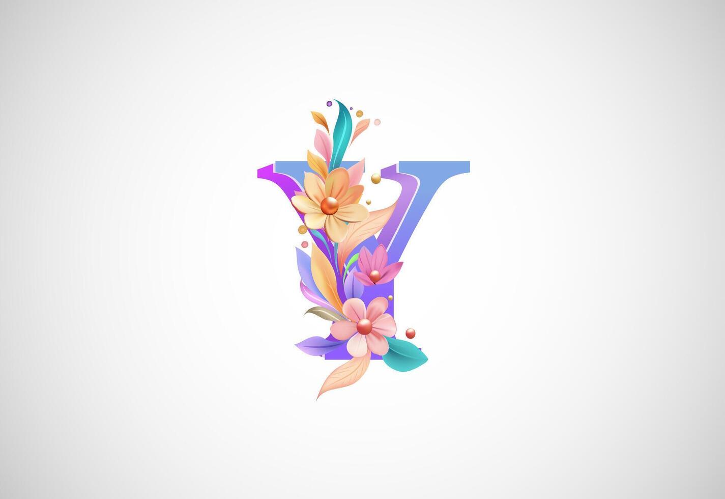 Floral alphabet Y. Logo for wedding invitations, greeting card, birthday, logo, poster other ideas vector