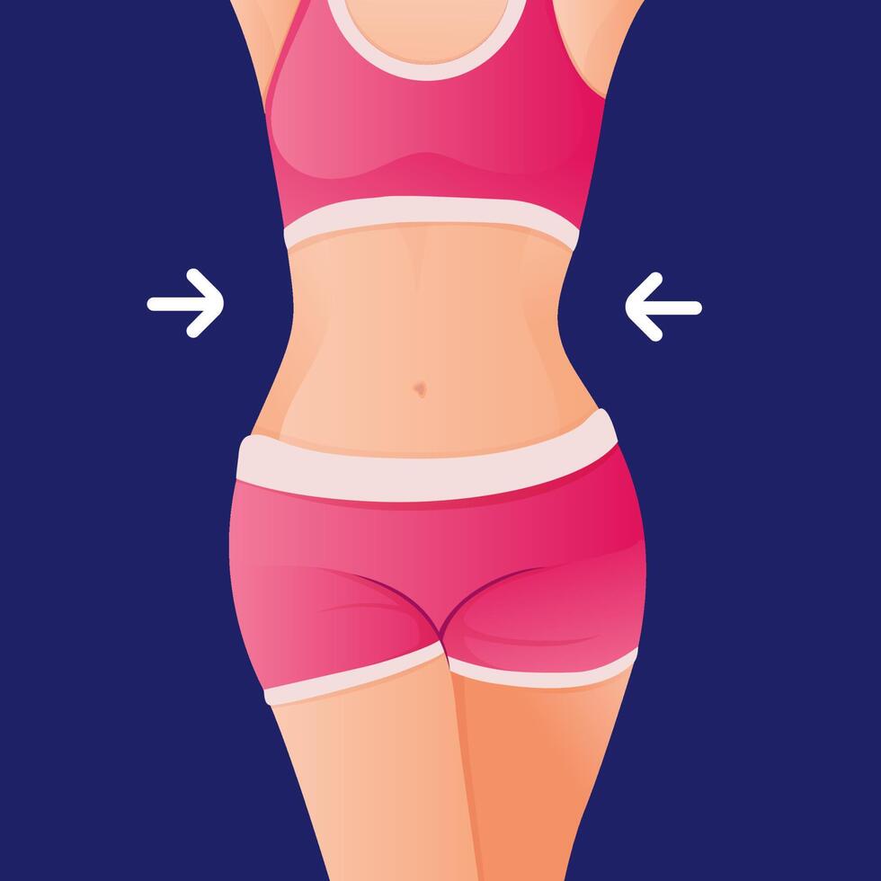 Perfect slim toned young of the Women. sporty women in sportswear, shorts butt icon for mobile apps, slim body. vector