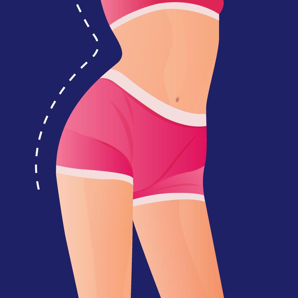 perfecto delgado tonificado joven de las mujeres. mujeres deportivas en ropa deportiva, icono de trasero de pantalones cortos para aplicaciones móviles, cuerpo delgado. vector