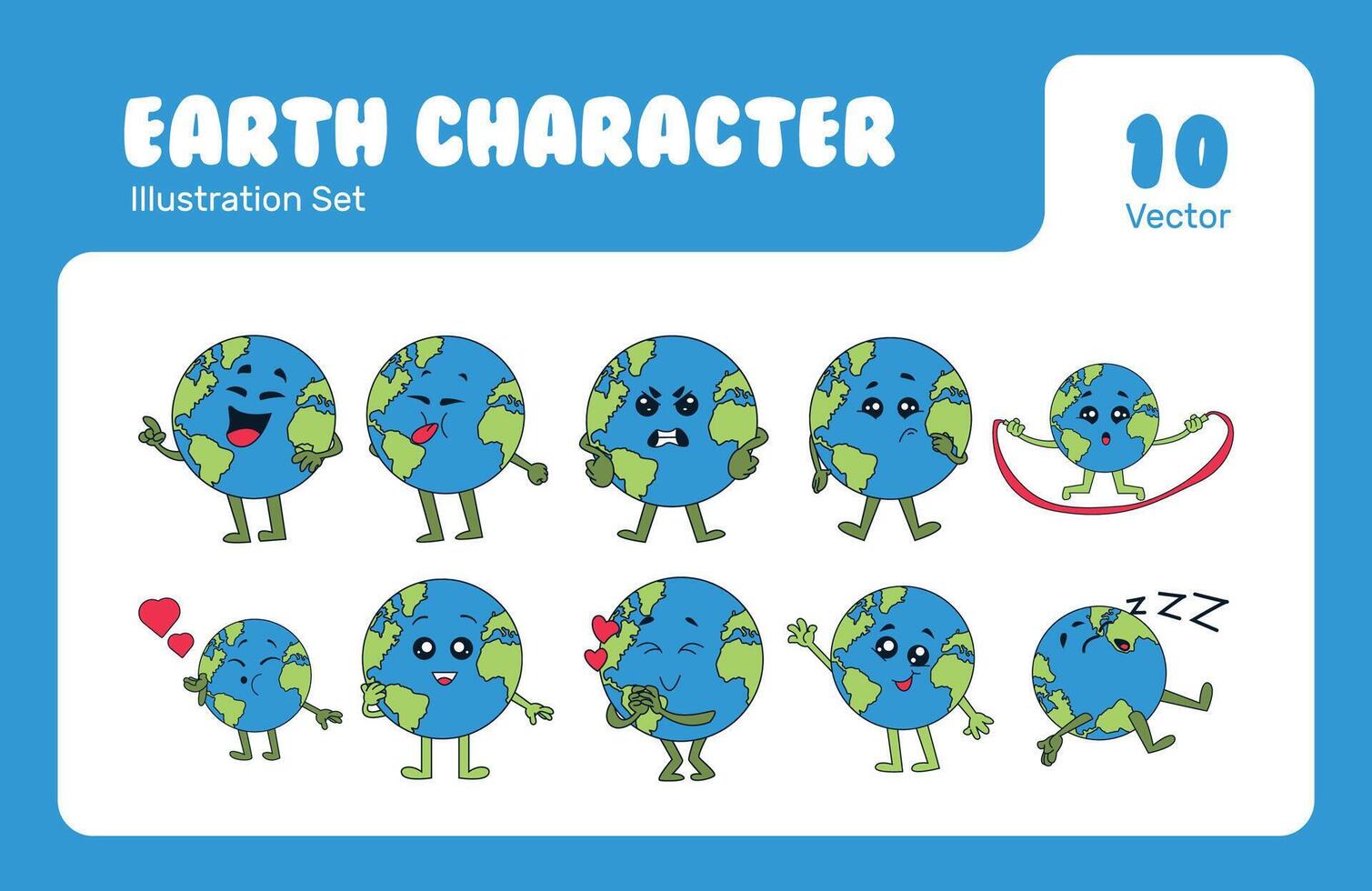 Earth Character Illustration set vector