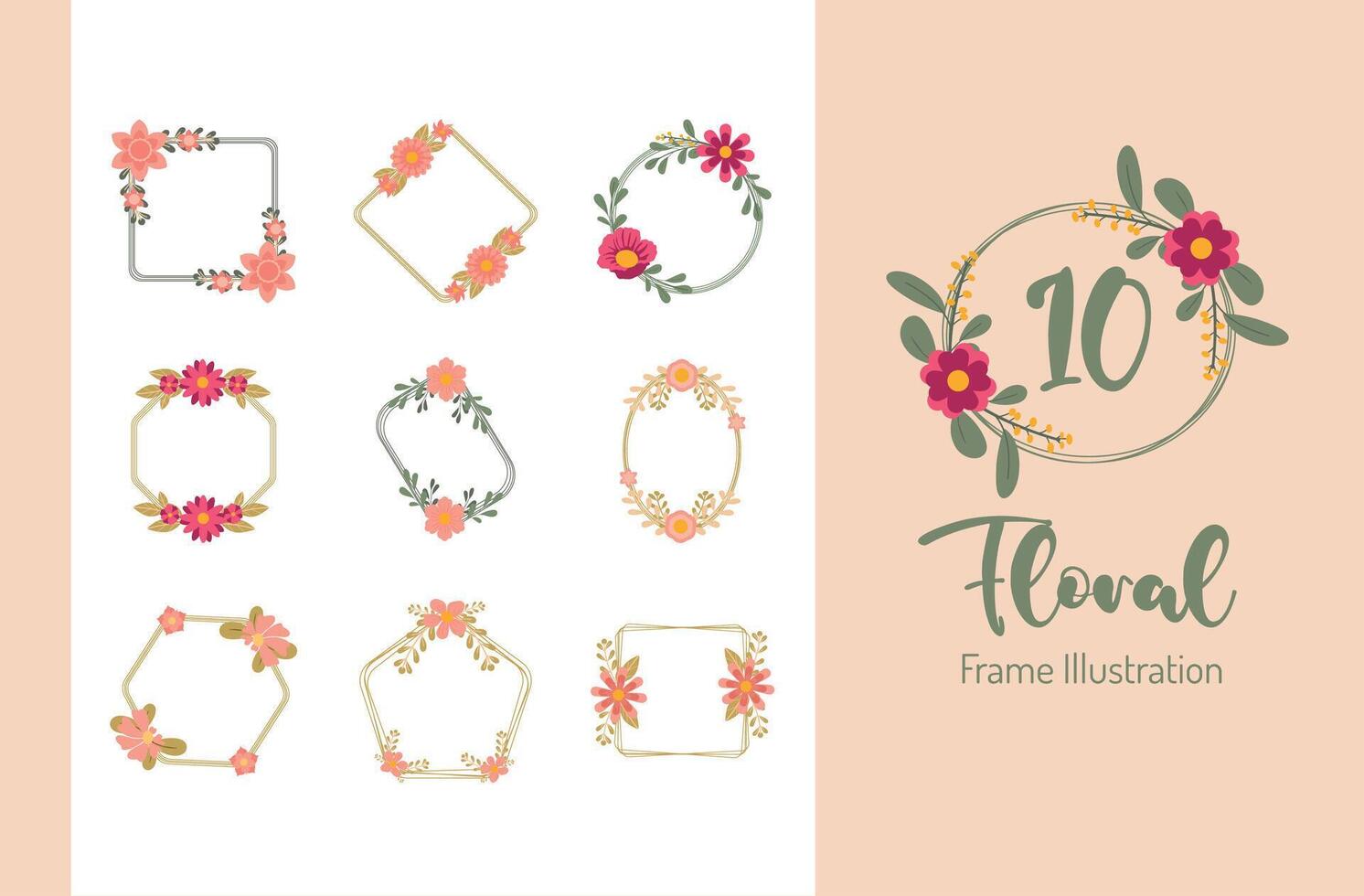 Floral Frame Illustration Set vector